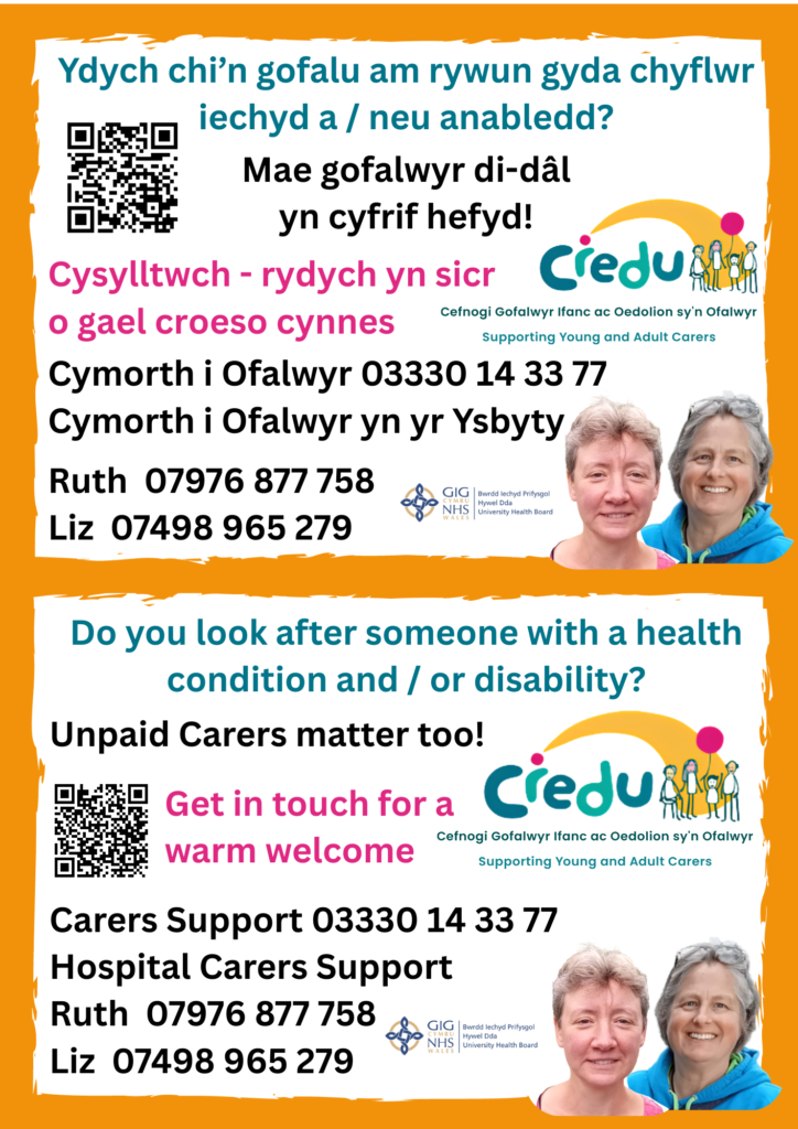 Credu Cymru Ruth & Liz Do you look after someone A4 Bi Lig